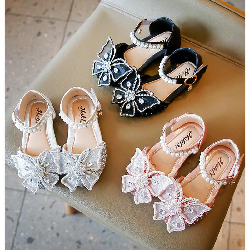 Girls Shoes Spring Summer Girl Sandal Fashion Bow Girl Princess Shoe Soft Non Slip Dance Shoe Breathable Kid Shoe Zapatos Niña