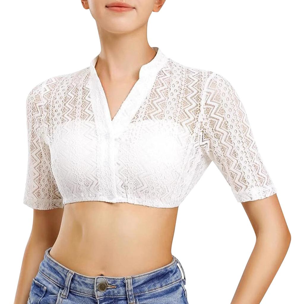 Women's Beer Festival Regular Bottoming Lace Stitching Small Shirt Top