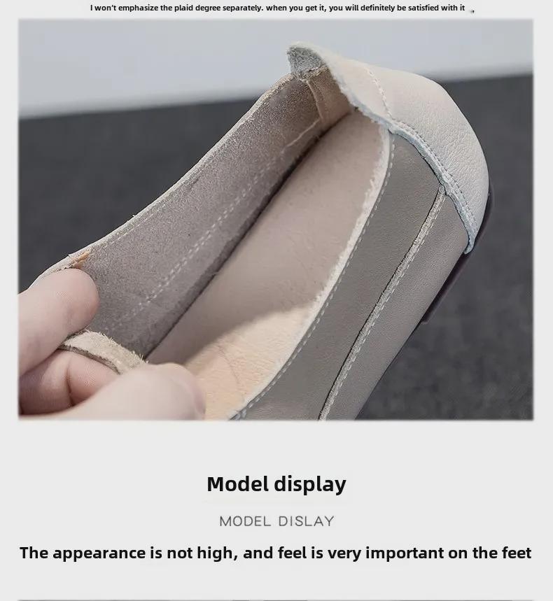 Dammockasiner i äkta kohud - Mjuk sula, bekväma vita skor för utomhus- och arbetskläder