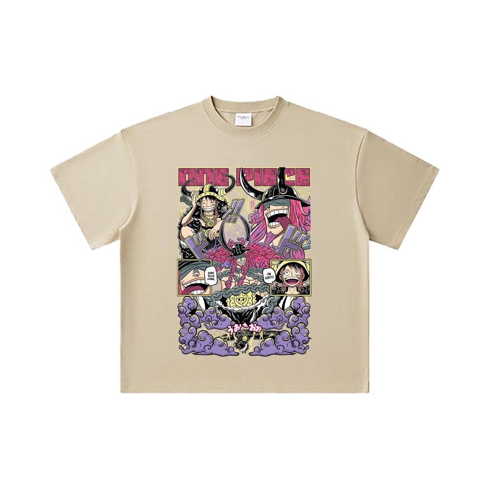 260 GSM Double Yarn 32 Count 100% Cotton One Piece V50 Luffy Loki Print Unisex Heavy Cotton T Shirt