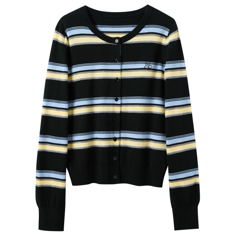 Sancai 2026 Winter Striped Knit Cardigan
