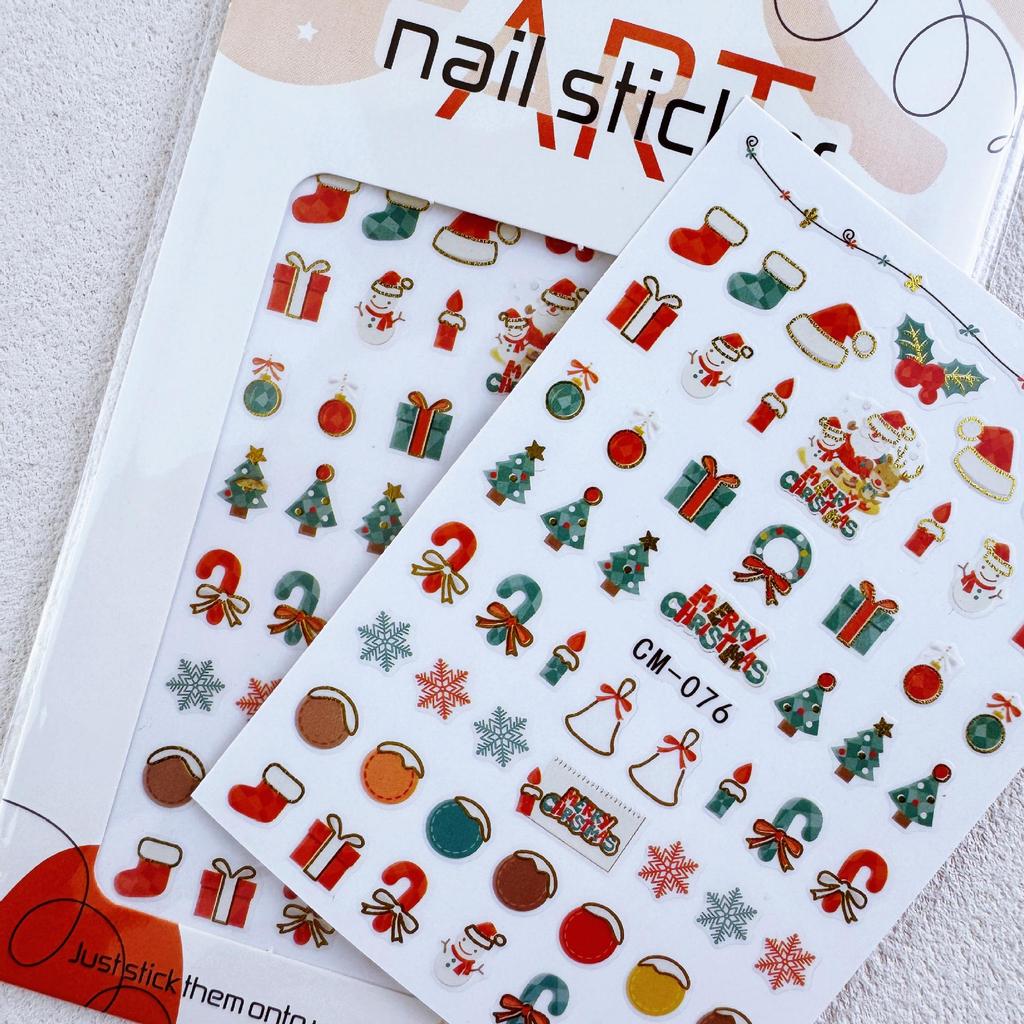 Gold Snowflake Santa Claus Christmas Nail Stickers