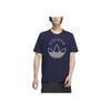 Adidas Originals Logo Print Casual Sports Short Sleeve T-Shirt Men Tops Indigo JD3257