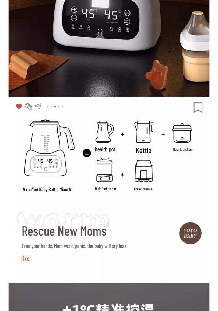 Multi-Functional Electric Kettle & Baby Formula Maker - Constant Temperature Tea Brewer & Health Pot.