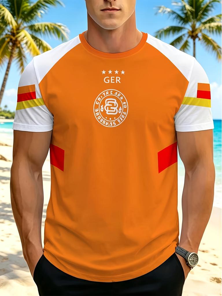 Men'S Standard Size T-Shirt. Fashionable And Versatile, Easy And Generous, Slimming Design, Trendy Frontier, Summer Essential. Outdoor Casual Or