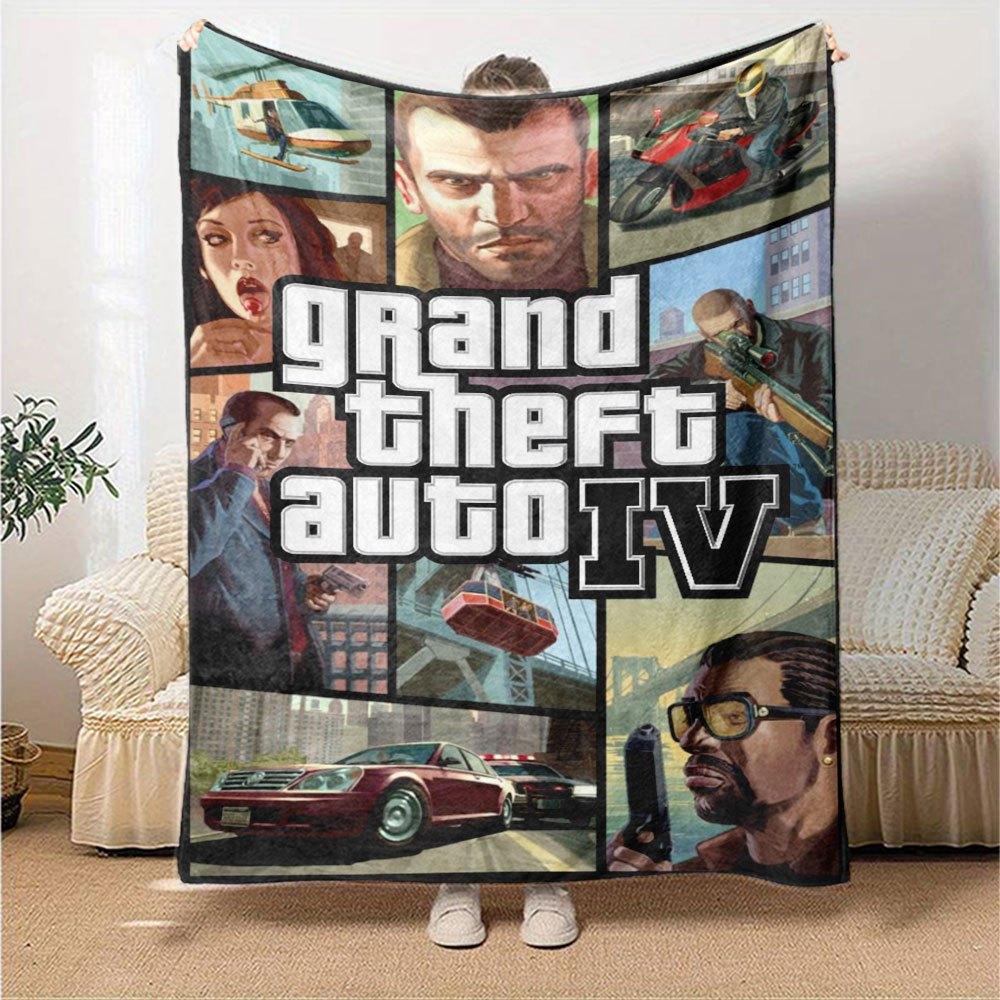 1pc Grand Theft Auto Soft Flannel Blanket with Designer Print A cozy blanket for all seasons, perfect for the couch, bed, office