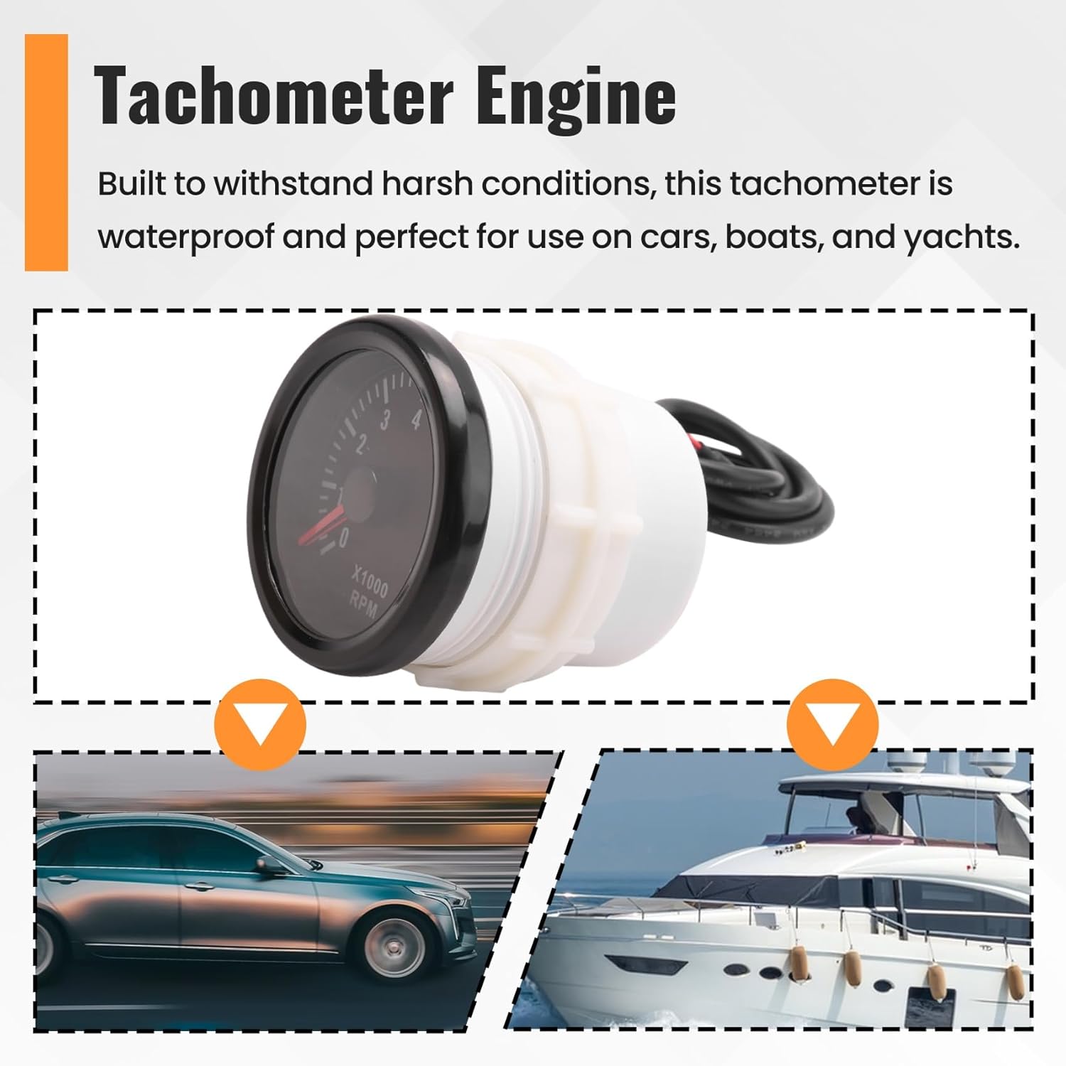 

52MM Electrical Tachometer 0-8000 RPM 2 RPM Tacho Meter for 2 3 4 5 6 8 Cylinder Gasoline Engine Car Boat Yacht