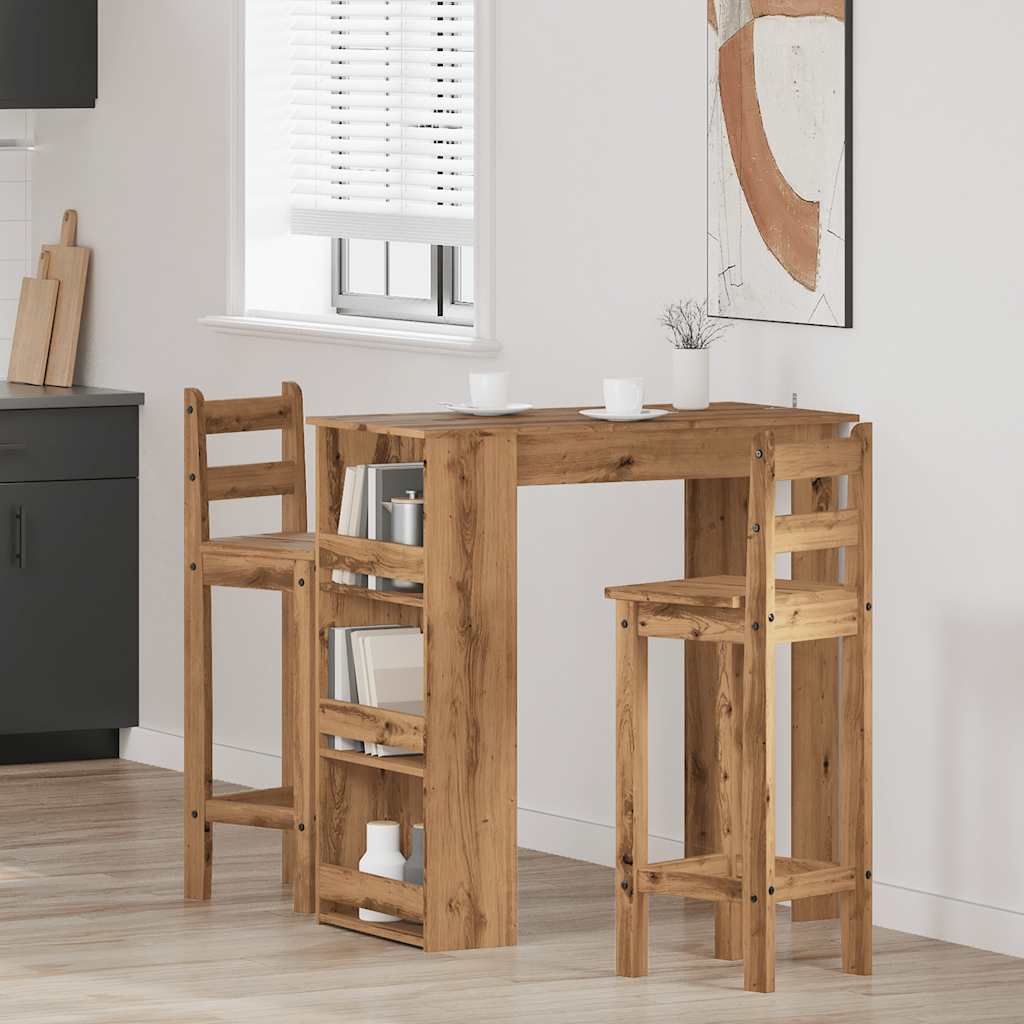 Vidaxl Bar Table With Shelves, Artisan Oak, 102X50X103.5 Cm