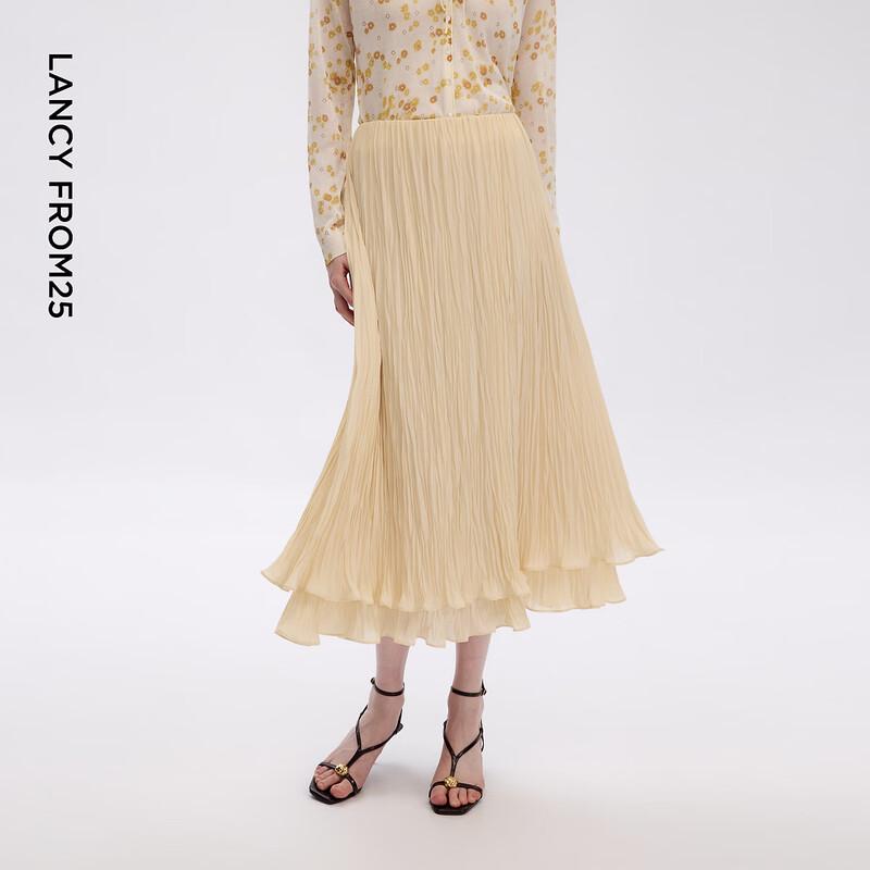 Langzi Retro Double-Layer A-Line High-Waist Long Skirt