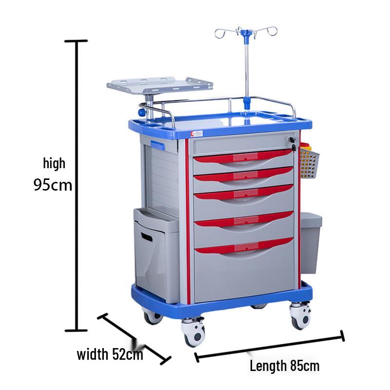 ABS Multifunctional Anesthesia and Infusion Emergency Cart with Five Drawers