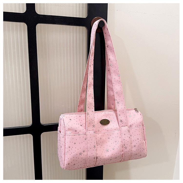 

Trendy Casual Shoulder Bag for Girls Large Space Fashiable and Versatile Commuting Bag Unique Star Design Stylish Handle Bag