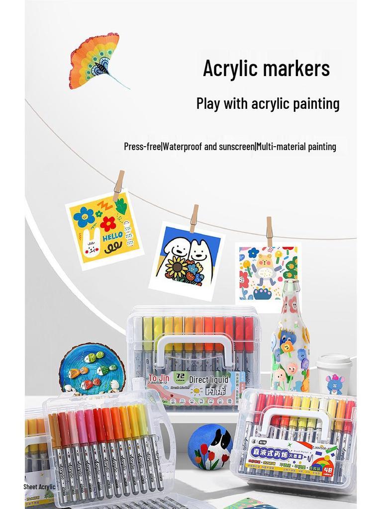 Zhi Jin Liquid Acrylic Marker - Soft Tip, Opaque Watercolor Pen for DIY Graffiti & Elementary School Art.