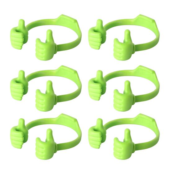 6Pcs Adjustable Thumb Mobile Phone Holder Portable Lightweight Universal Thumbs Shape Desk Tablets Cellphone Stand Home Office Decoration