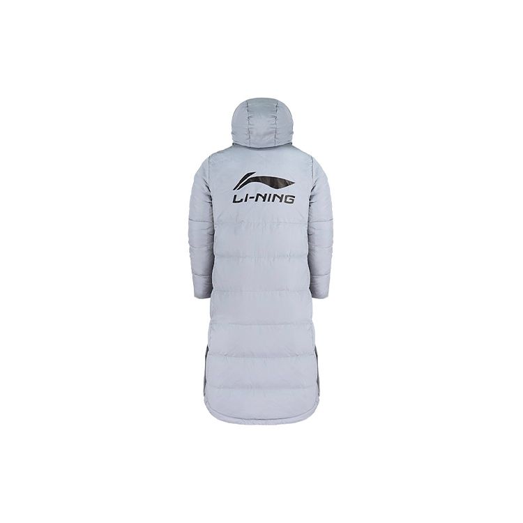 Li Ning Football Series Thickened Long Hooded Down Jacket Men Outerwear Snow-Gray AYMN075-2