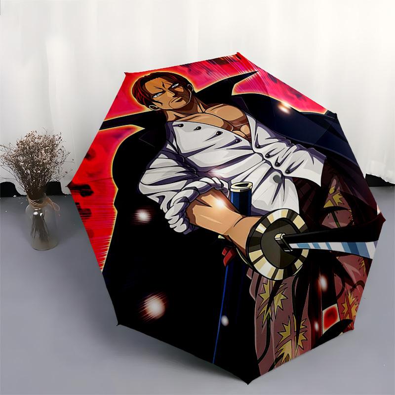1pc One Piece Law's Auto-Open Close Outdoor Umbrella with 3-Fold Design and Iron Frame - Perfect for Outdoor Use, Travel, and Gifts for Fans.L091