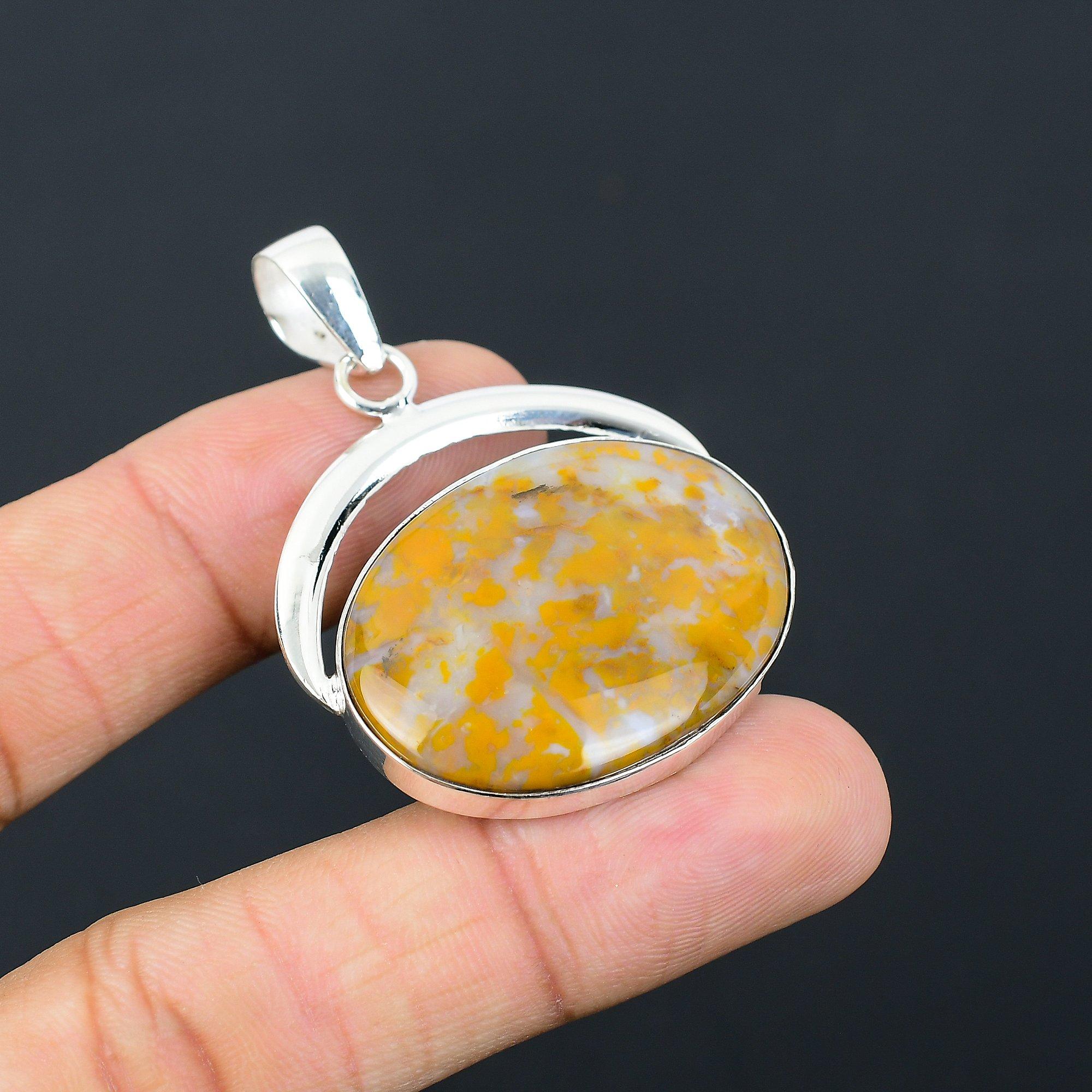 

925 Silver Plume Agate Gemstone Anniversary Wife Wedding Unique Pendant Jewelry