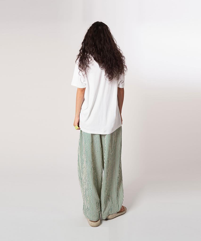 ATHPLATFORM Au61Pt15_Wrinkle Stripe Lounge Pants_Green