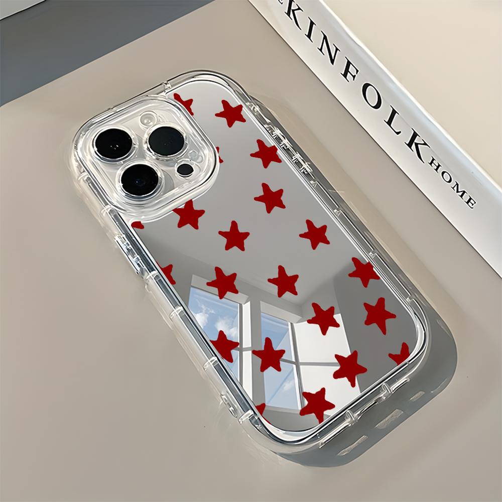 Shining Star Pattern Back Mirror Phone Case For iPhone 17 Pro Max 11 12 13 14 15 16 7 8 Plus Air X XR XS Shockproof Soft Cover