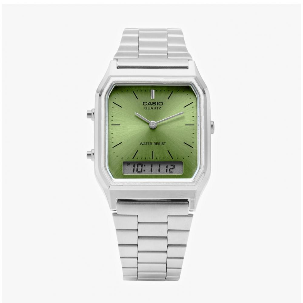 Casio Aq 230a 3amqydf  Aq 230a 3a  Analog Digital Square Vintage Retro Public Metal Watch