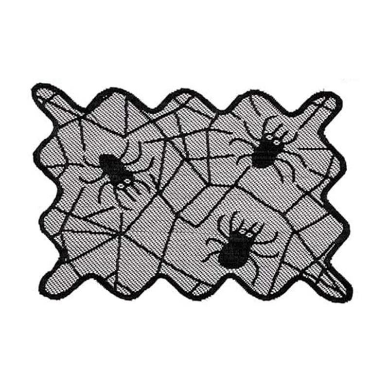 Halloween Lace Table Runner Black Spider Web Tablecloth Fireplace Cover Mantel Halloween Decor Door Curtain Home Party Props