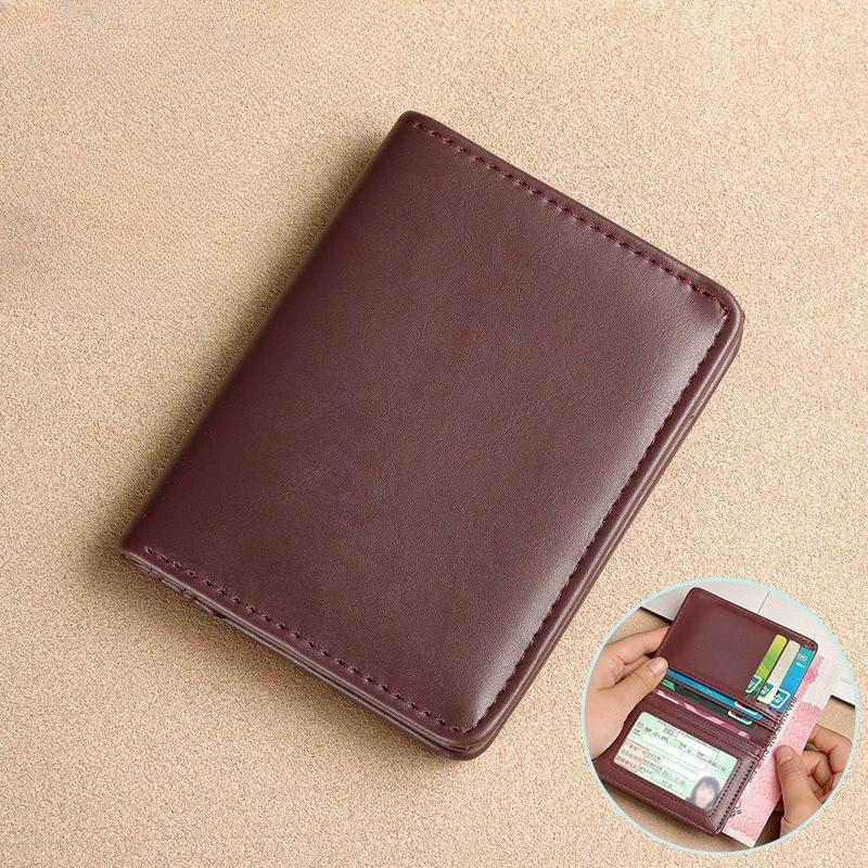 Black Brown Ultra Thin PU Leather Mini Small Wallet Men's Multi Card Slot Purse Business Credit Card Bank Card Case Holder