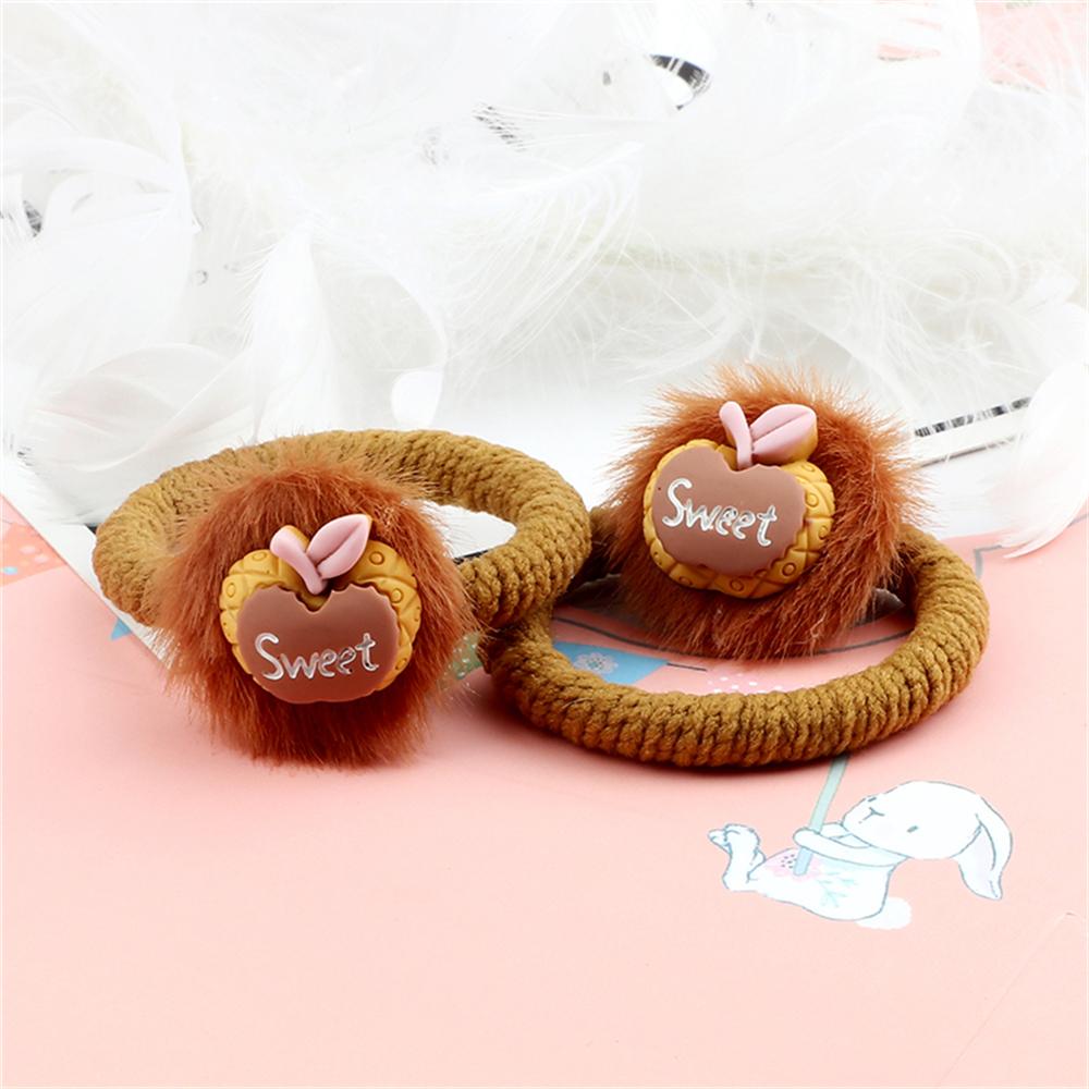 2PCS Sweet Colorful Hair Bands for Kids Girls Furry Fruits Bowknot Heart Winter Hair Ties Elastic Headband Hair Accessories Gift