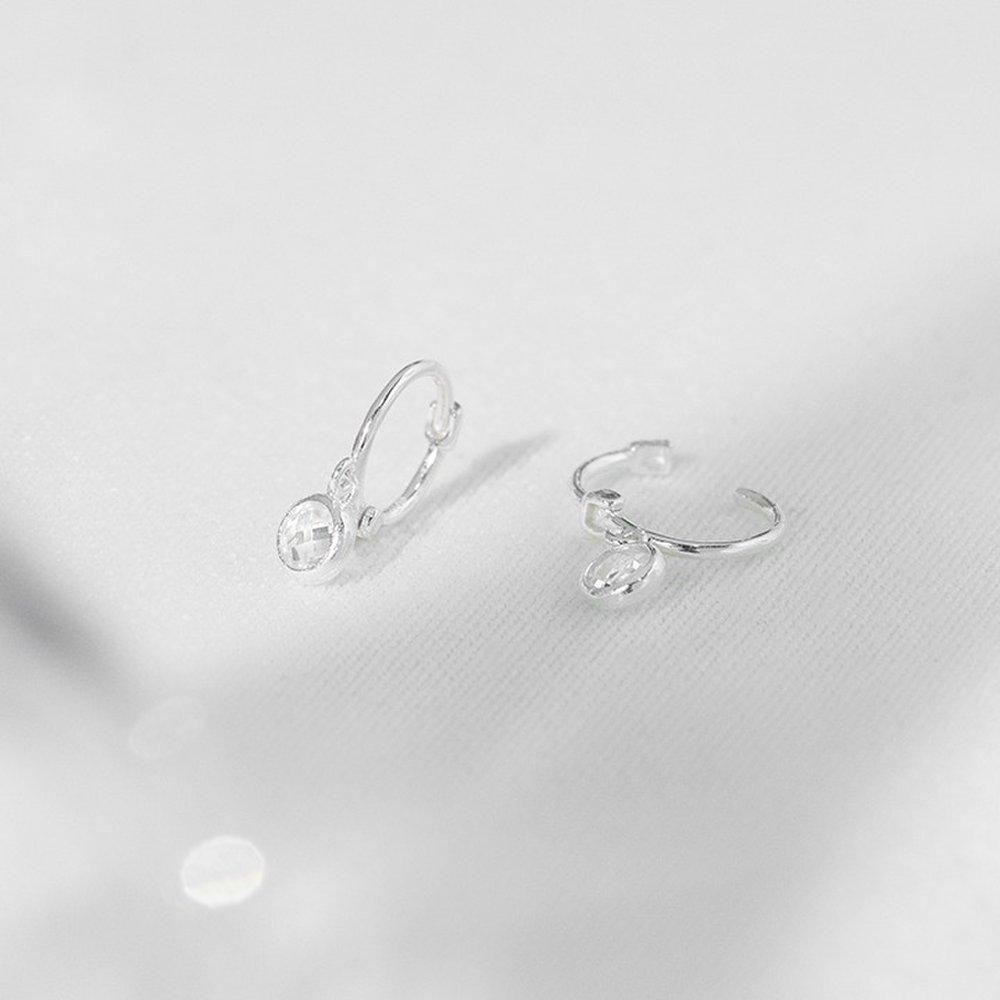 [Celebrity Wear] 925 Silver Lumilight One-Touch Hoop Earrings W