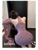 Purple Cheongsam-Inspired Bodycon Lingerie with Stand-up Collar - Spicy Temptation 7616