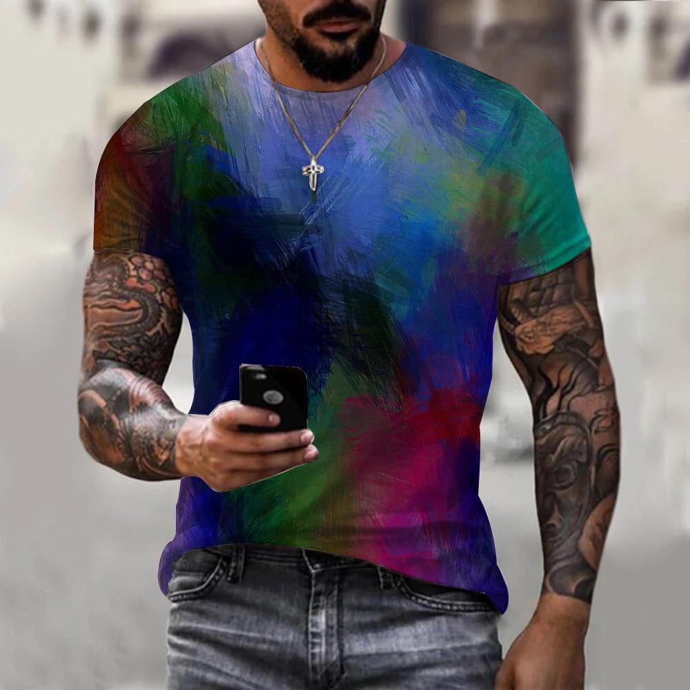 2023 Color Graffiti Print 3DT-shirt Men and Women, Animal 3d Digital Print Summer Short-sleeved T-shirt