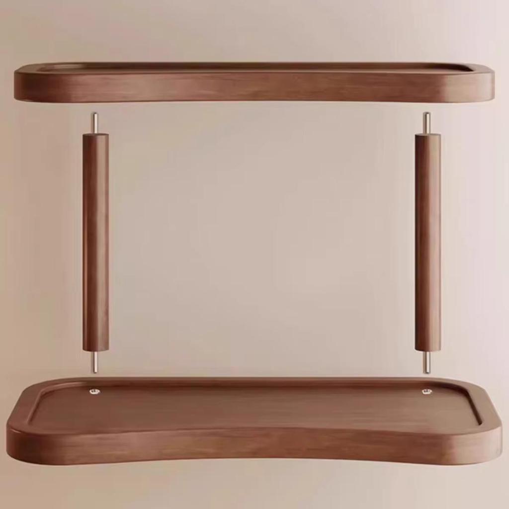 2 Tier Makeup Organizer for Vanity Bamboo Wooden Cup Holder for Coffee Bar Mug Display Rack for Counter Kitchen Storage Shelf