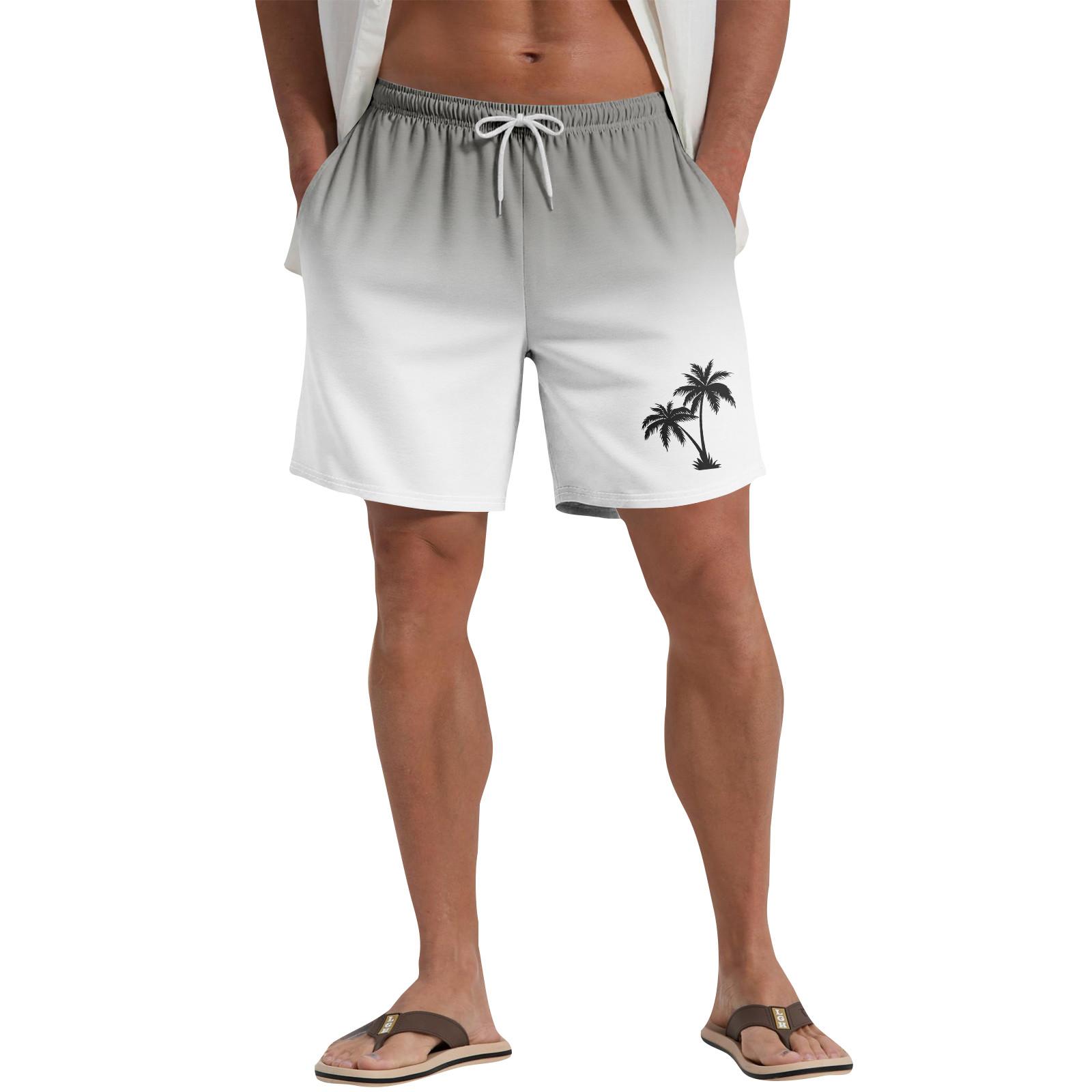 

Мужские повседневные пляжные шорты с гавайским растительным принтом L