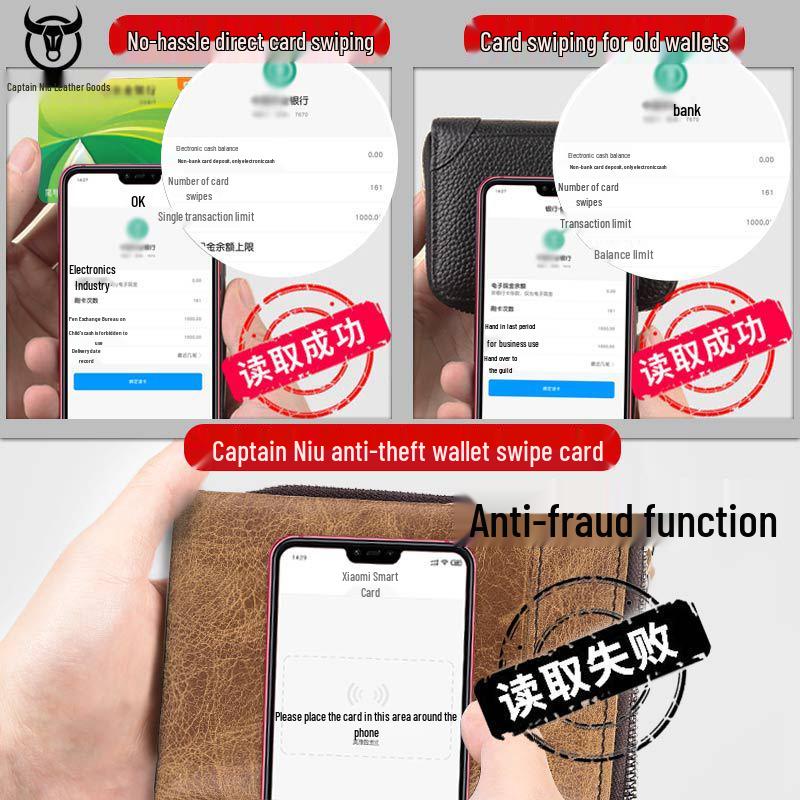 Portefeuille Vintage en Cuir Véritable pour Homme - Cuir de Vachette Pleine Fleur, Fentes Multi-Cartes, Porte-Billets, Porte-Monnaie et Porte-Cartes