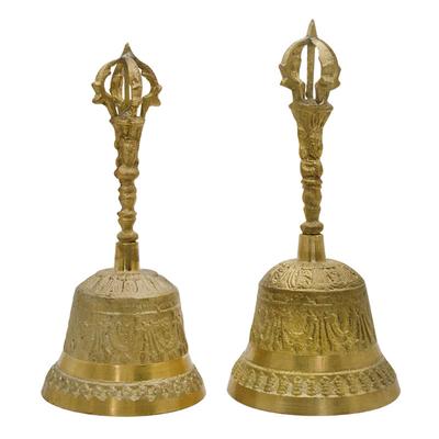 100% Messing Handarbeit Große Gravierte Handglocke Erzeugt Lauten und Klaren Klang Schule Meditation Kirche Bronze Glocke Kreatives Geschenk