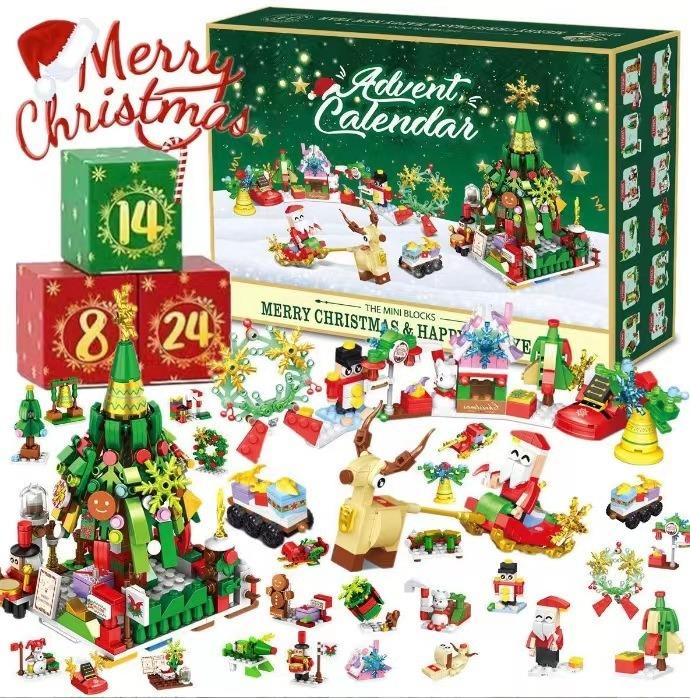 Hot Christmas Tree Building Blocks Toys Advent Calendar Gift Box 24Days Countdown Calendar Blind Box New Years Christmas Gift