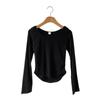 New ArrivalS Open RUn Women S Rayon Spandex U Neck Cropped Long Sleeve T ShirT