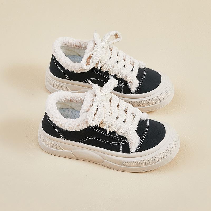 

Женские зимние кроссовки на массивной платформе, теплые нескользящие зимние ботинки с подкладкой из искусственного меха, на шнуровке, теннисные кроссовки для ходьбы для женщин, удобные короткие ботильоны 40 чёрный