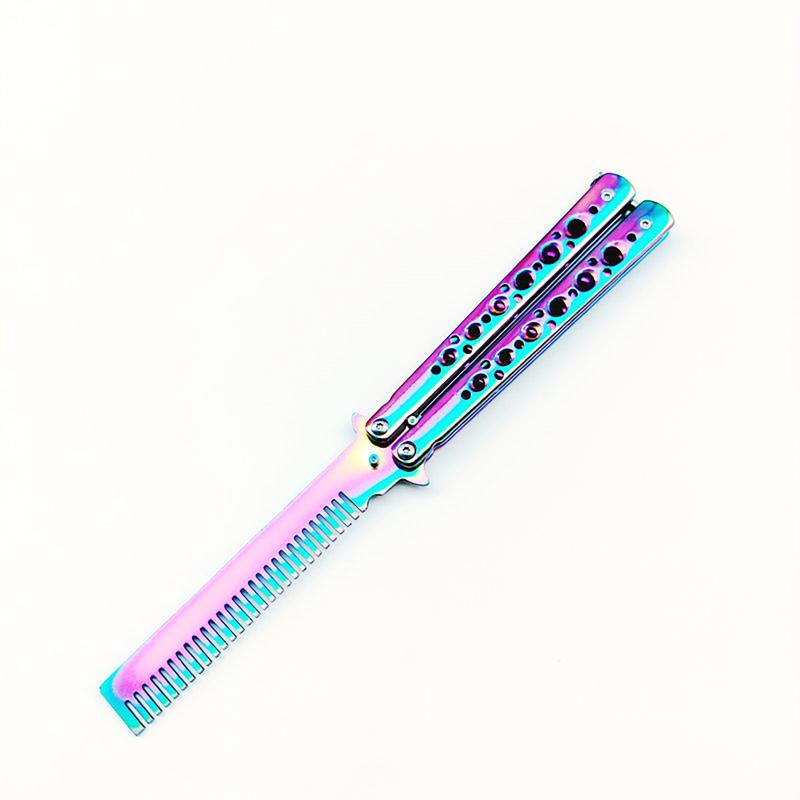 New! Foldable Butterfly Training Knife Not Edged Hollow Stainless Steel Practice Comb Hand Training Tool