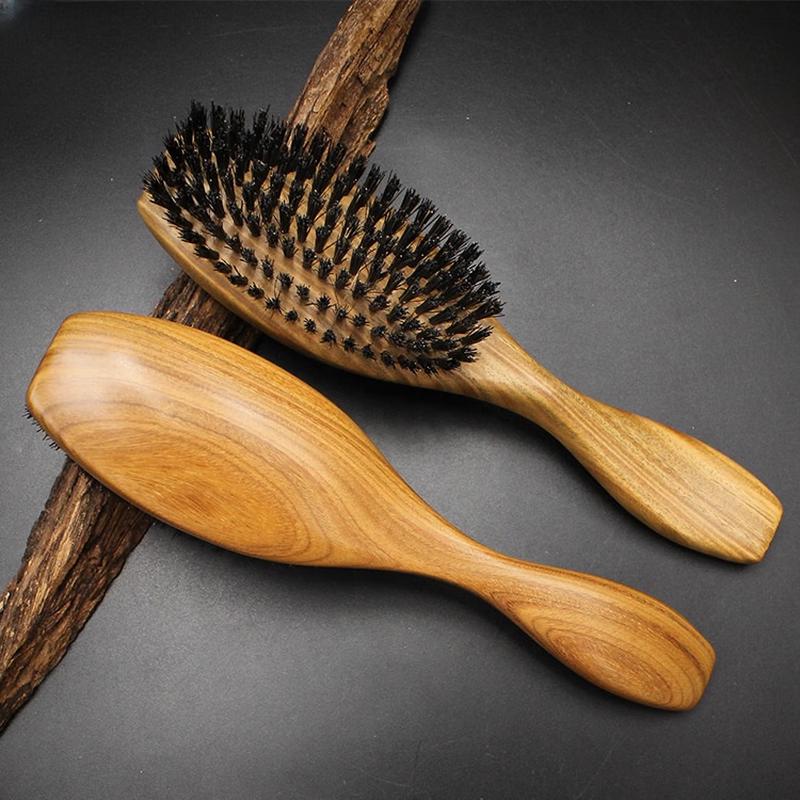 Green Sandalwood Boar Bristle Hair Brush