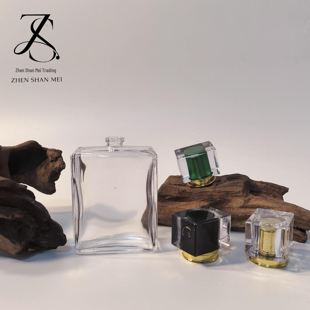 50ml Portable Minimalist Square Glass Perfume Bottle with Sprayer