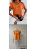 Women's Short Sleeve Round Neck Pleated Top