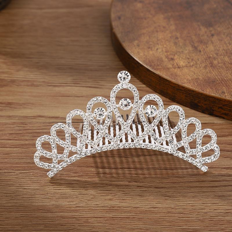 Children's Rhinestone Pearl Crown Hair Comb: Headdress Ornament for Photo Studio or Wedding