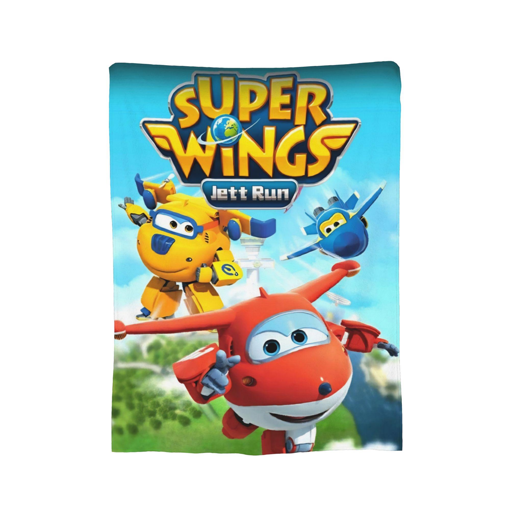 Плед Super Wings из фланели с изображением мультяшного робота и машинки, забавный плед для дивана, постельного белья, гостиной, 150*125 см. 100x150cm