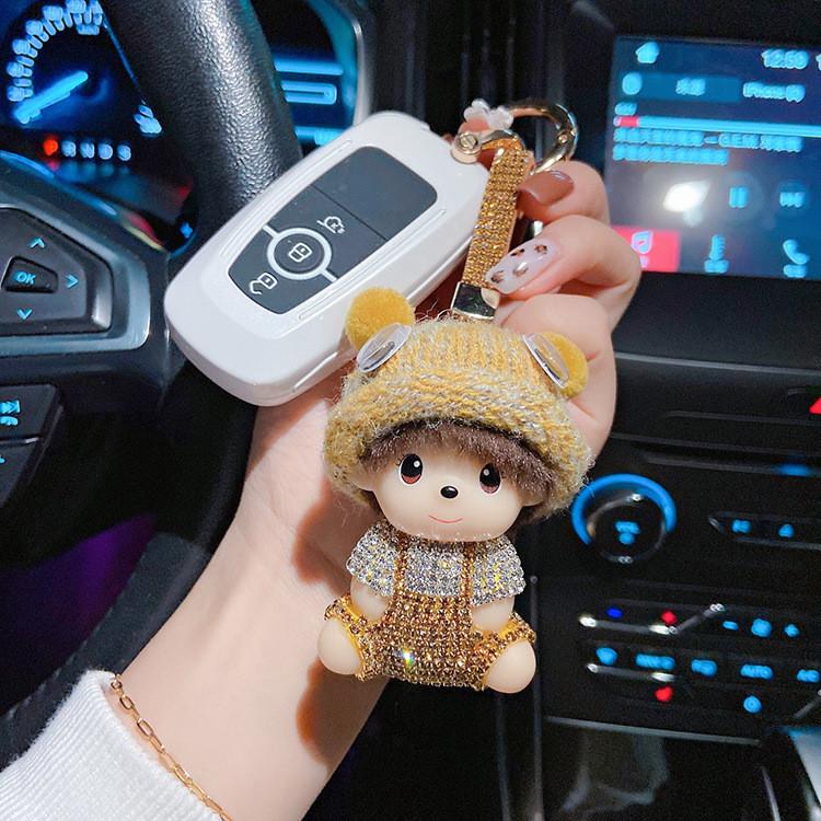 Cute Sparkly And Diamondstudded Keychain Doll For Car Keys Unique Gift Pendant