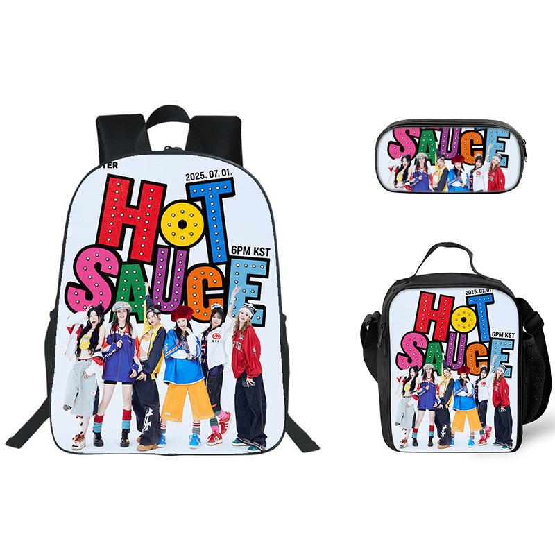 Babymonster Printed Schoolbag Pencil Bag Ice Bag Three-Piece Set Primary And Secondary School Children'S Storage Bag