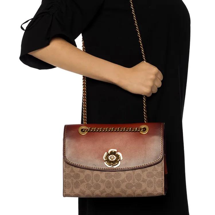COACH PARKER Coated Canvas Handbag , Shoulder Bag Medium Women's Brown Yellow (Unisex) Shoulder Bags 30585 B4RU