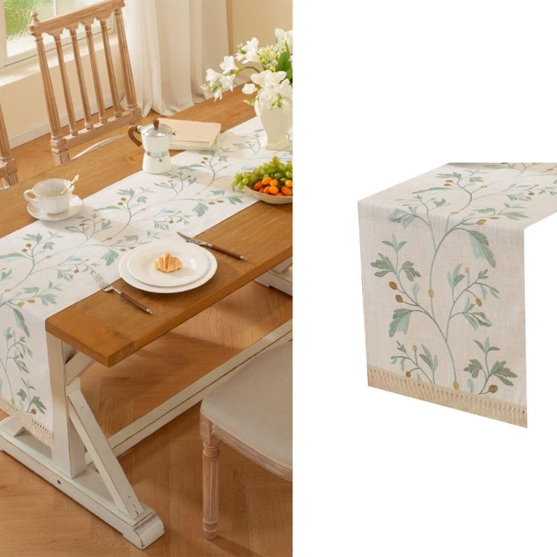 Soft Polyester Table Runner for Dining Table Decoration Natural Feel Easy Cleaning Sturdy Home Accent