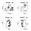 Adorable White Cat Drinking Alcohol Brooch - Cartoon Badge for Backpacks and Accessories