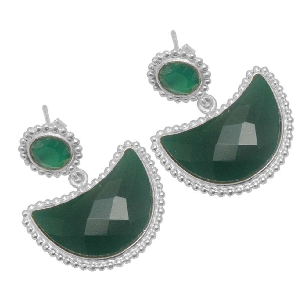 

Серьги с зеленым ониксом и драгоценным камнем, твердые серьги из стерлингового серебра 925 пробы, серьги ручной работы, ювелирные изделия, подарок для женщин и девочек, E-2635