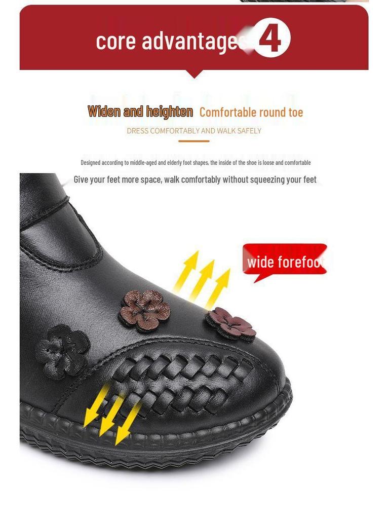 Women's Waterproof Plush Winter Shoes - Warm, Non-Slip, Soft Sole for Elderly