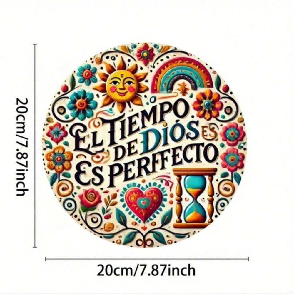 1PC El Tiempo De Dios Es Perfecto Metal Wall Art Sign, Weatherproof Iron Sculpture for Home Garden Decor Outdoor Indoor